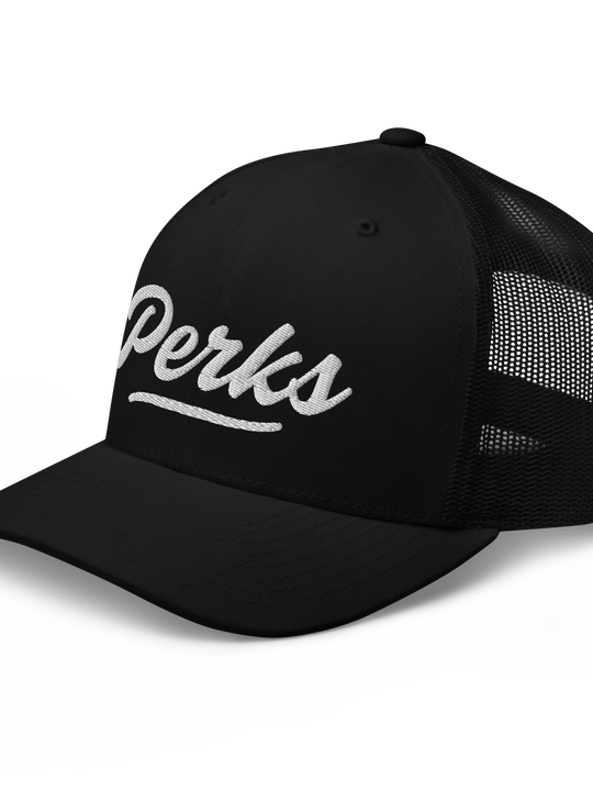 Perks Calligraphy Trucker Cap black