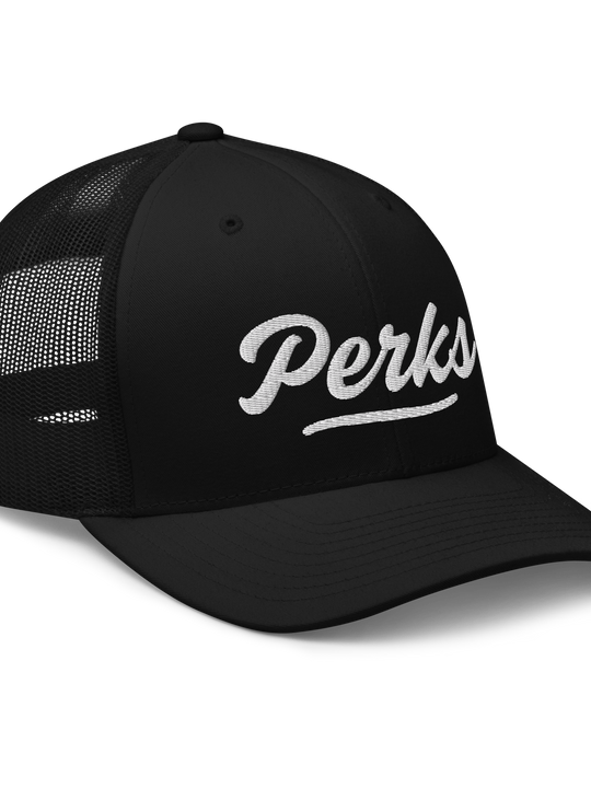 Perks Calligraphy Trucker Cap black